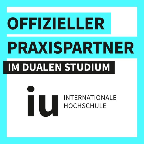 Siegel Offizieller Praxispartner im dualen Studium der IU Internationale Hochschule